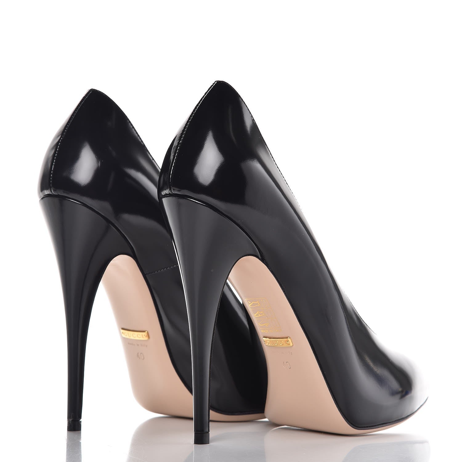 Gucci Polished Calfskin Removable Pearly Bow Elaisa Platform High Heel Pumps 40 Black 8 of 14