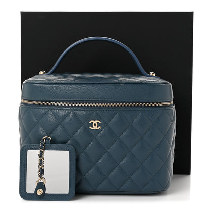 Chanel Caviar Quilted Large Vanity Pouch Blue 12 of 12