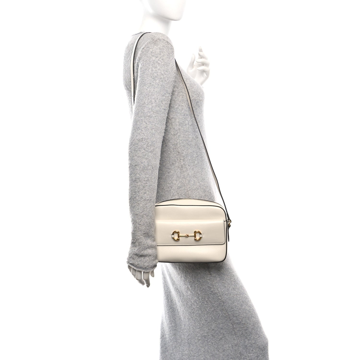 Gucci Azalea Calfskin Small Horsebit 1955 Shoulder Bag Mystic White 2 of 11
