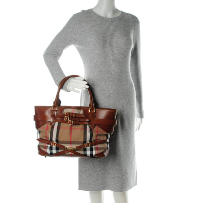 Burberry House Check Bridle Calfskin Medium Lynher Tote Dark Tan 2 of 12
