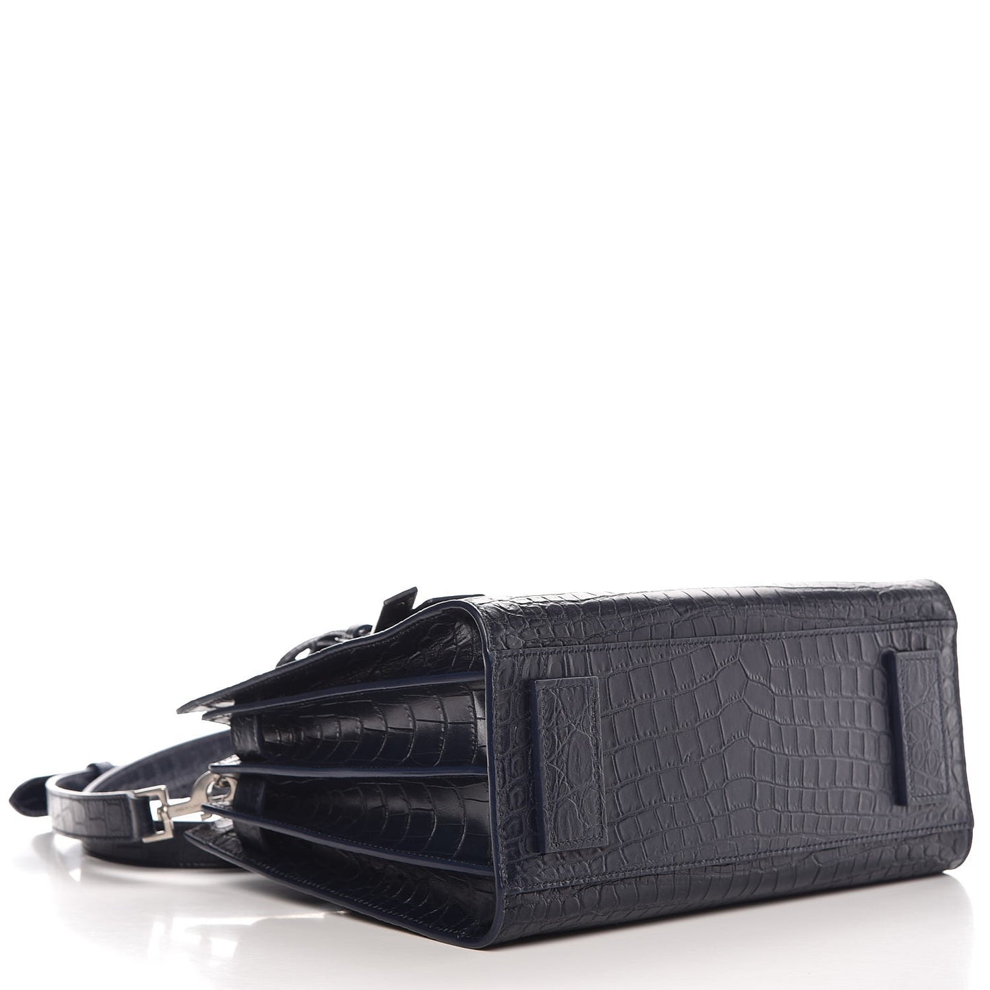 Calfskin Crocodile Embossed Baby Supple Sac De Jour Navy