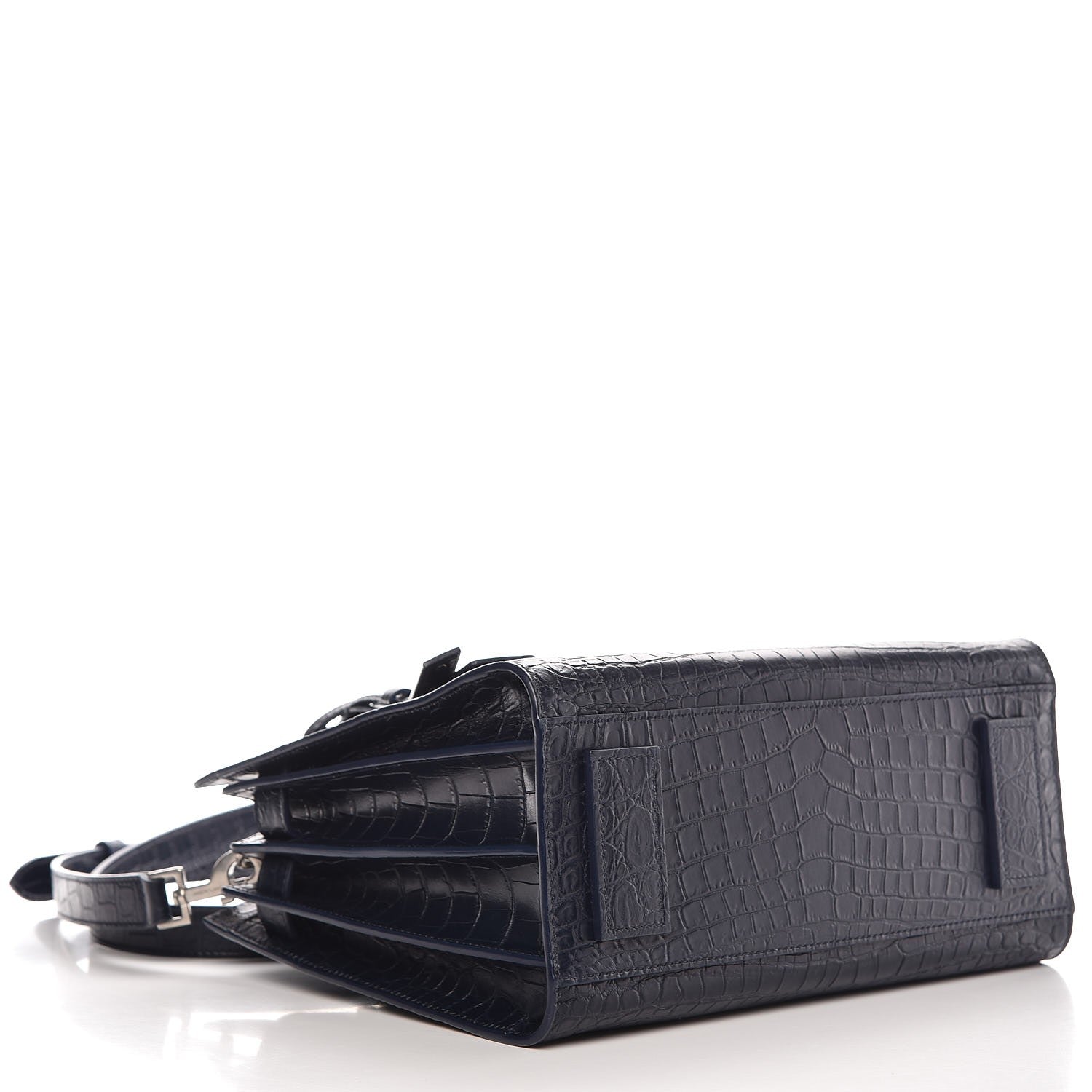 Saint Laurent Calfskin Crocodile Embossed Baby Supple Sac De Jour Navy 5 of 8