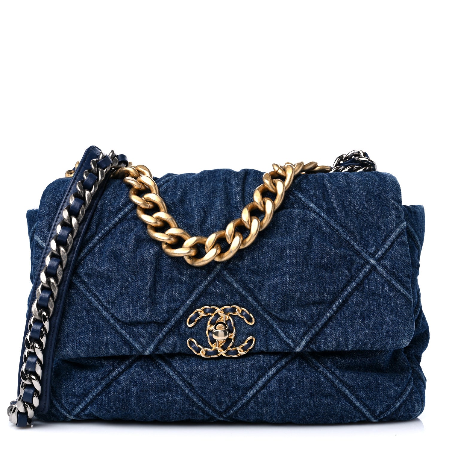 Chanel Denim Quilted Large Chanel 19 Flap Blue 1 of 11