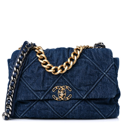 Chanel Denim Quilted Large Chanel 19 Flap Blue 1 of 11