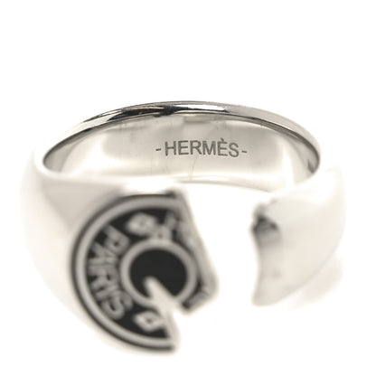 Hermes Stainless Steel Mens Carrousel Ring 62 10 Black 5 of 6