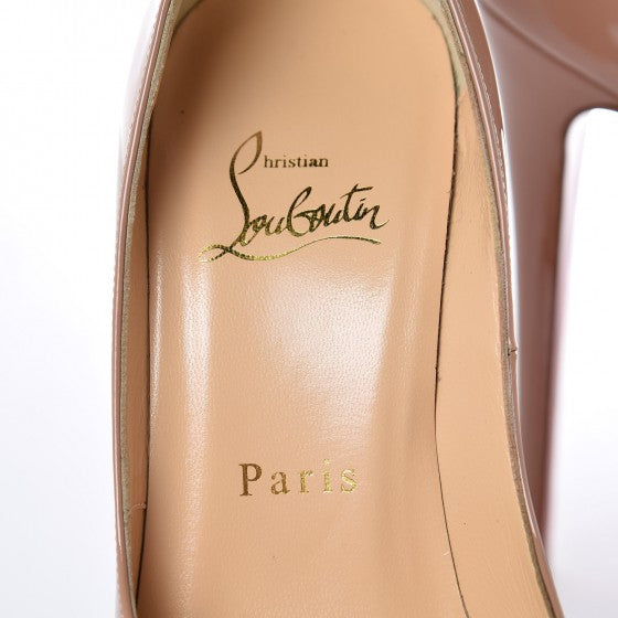 Christian Louboutin Patent Lady Peep 150 Pumps 36 Nude 6 of 9