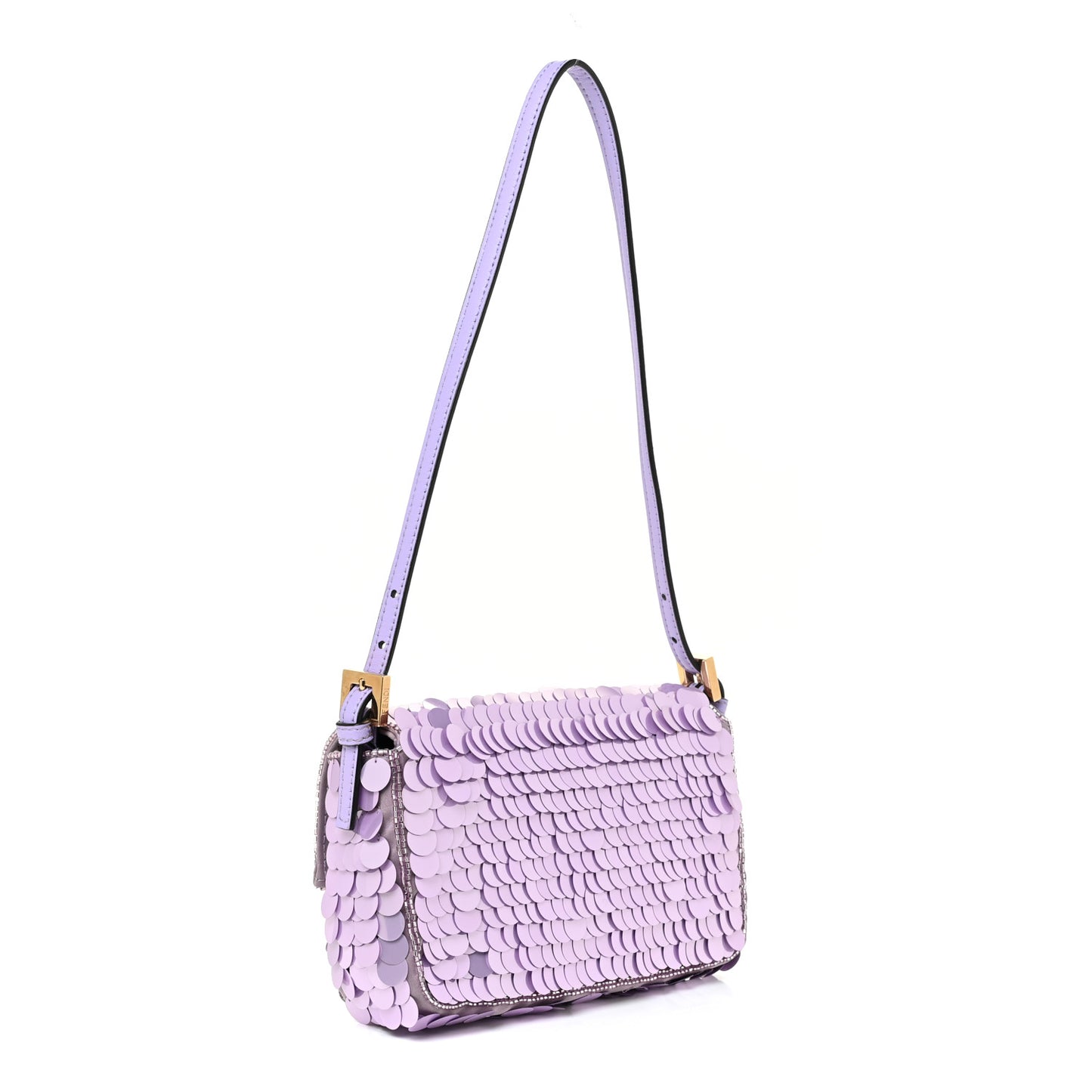 Satin Sequin Paillettes Shiny Nappa Mini Baguette 1997 Lilla