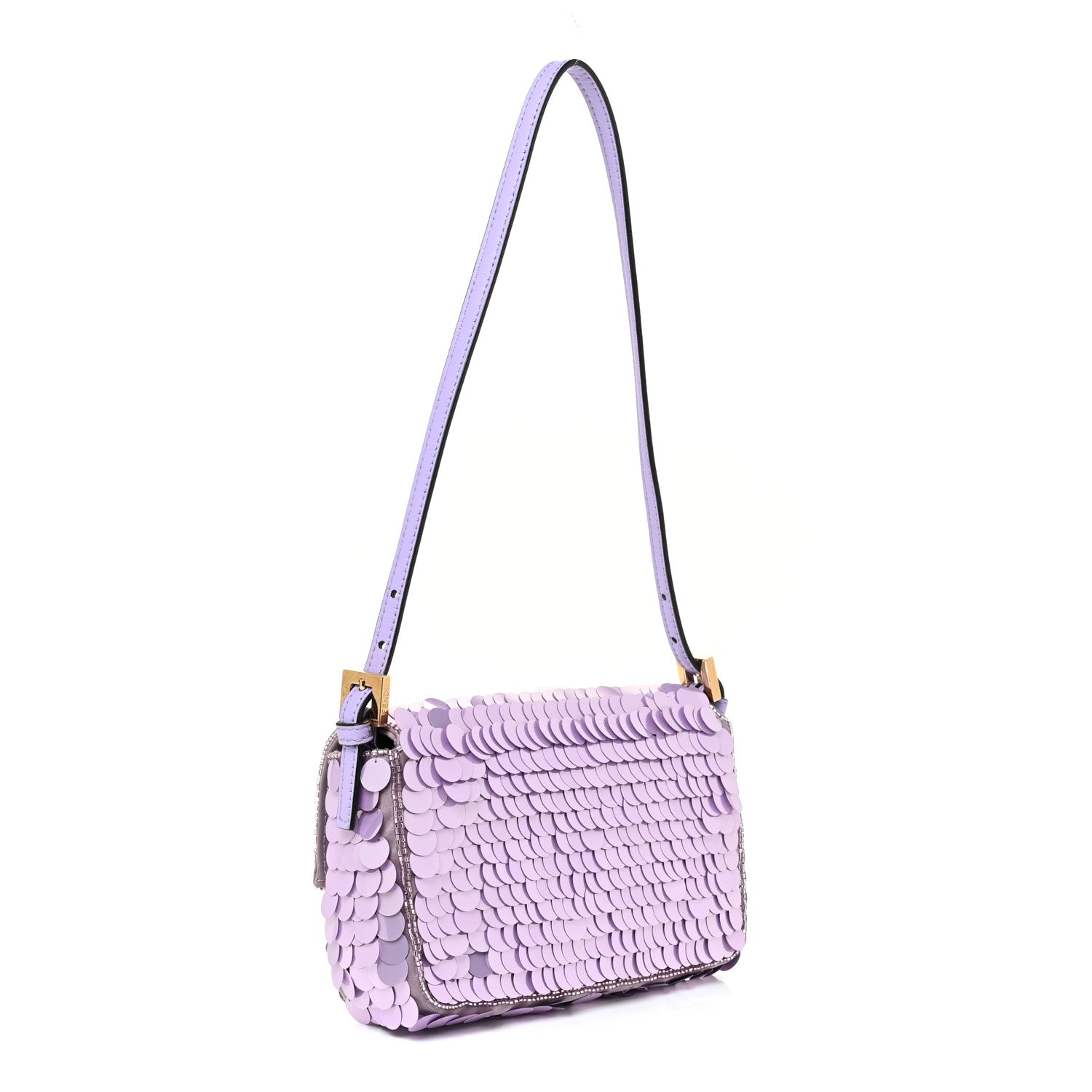 Fendi Satin Sequin Paillettes Shiny Nappa Mini Baguette 1997 Lilla 3 of 18