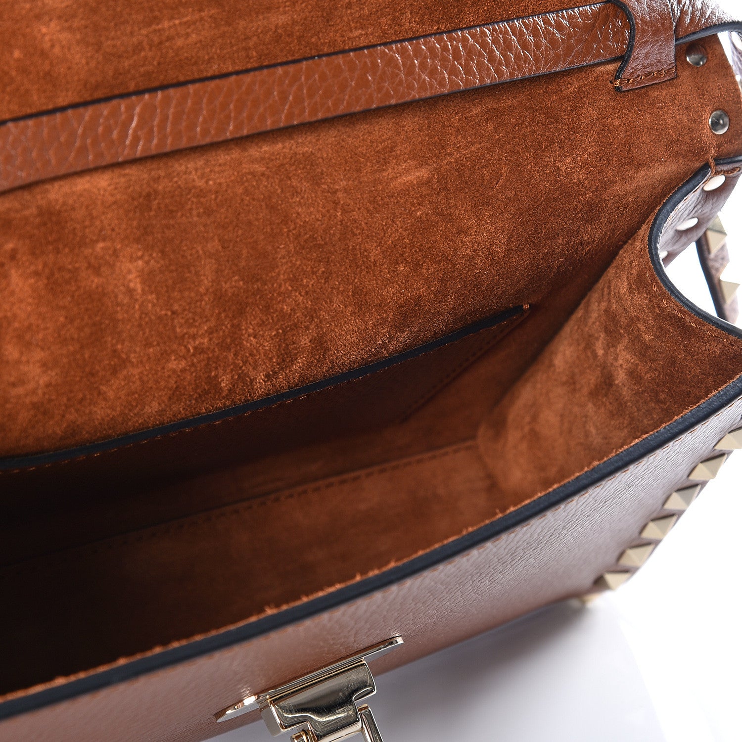 Valentino Garavani Pebbled Calfskin Medium Rockstud Flip Lock Crossbody Bag Bright Cognac 4 of 9