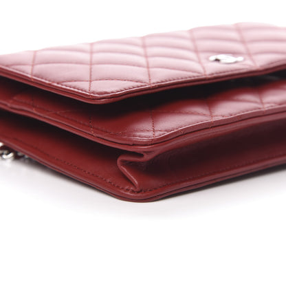 Chanel Lambskin Quilted Wallet On Chain WOC Red 10 of 13
