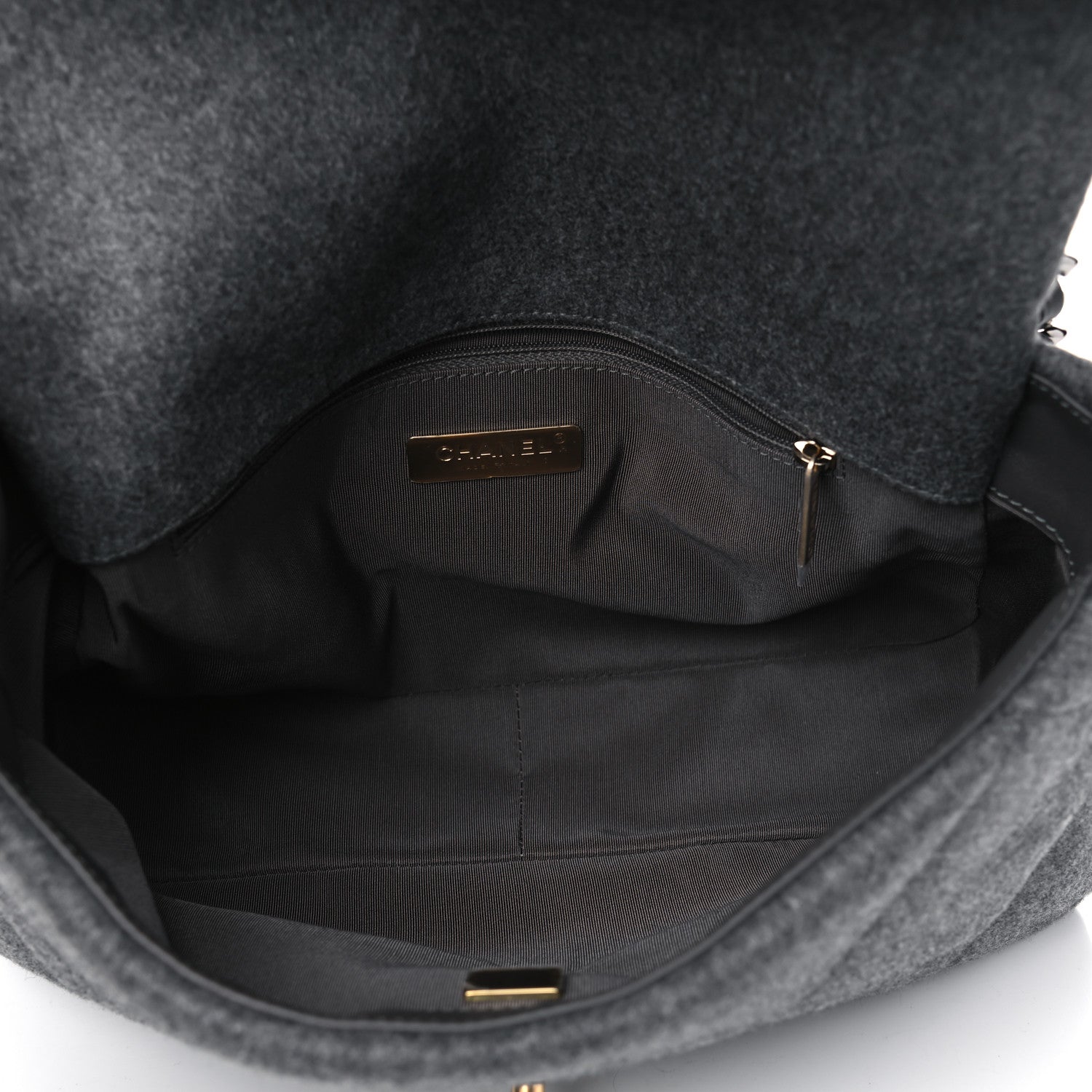 Chanel Wool Quilted Large Chanel 19 Flap Grey 4 of 4