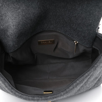 Chanel Wool Quilted Large Chanel 19 Flap Grey 4 of 4