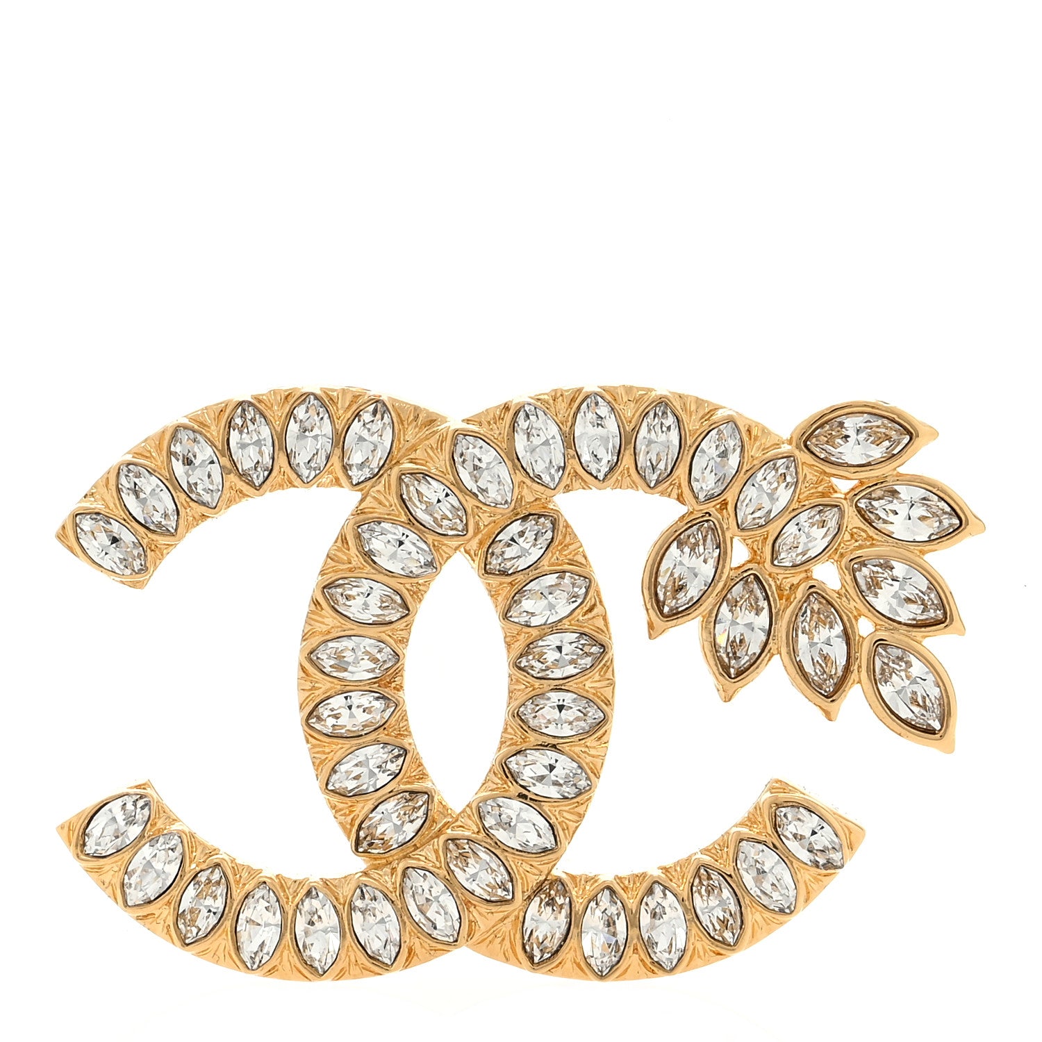 Chanel Crystal Wheat CC Brooch Gold 1 of 3