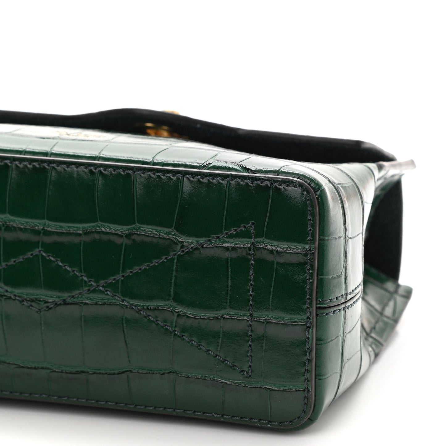 Shiny Croc Calfskin Embossed Micro Seaton Bayswater Green
