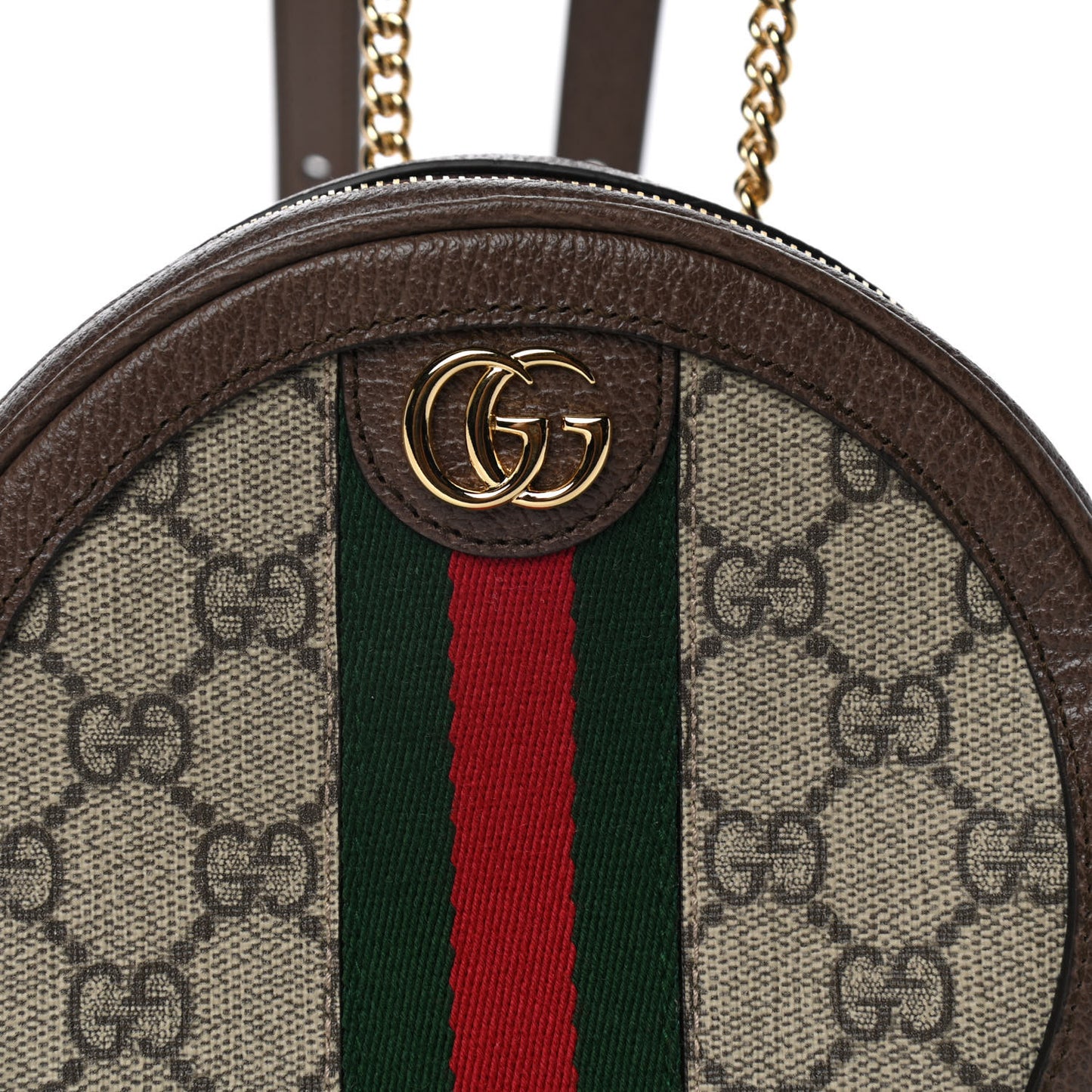 GG Supreme Monogram Web Mini Ophidia Round Backpack Brown
