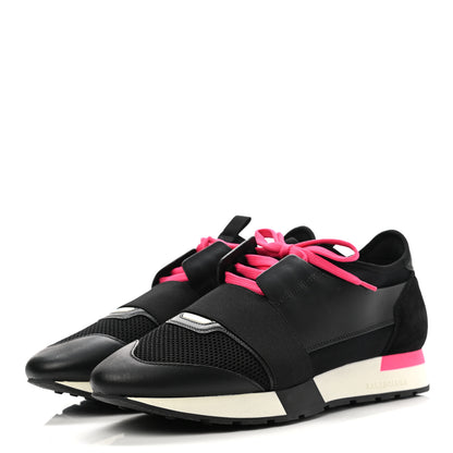 Balenciaga Mesh Calfskin Neoprene Suede Womens Race Runner Sneakers 41 Black 3 of 8