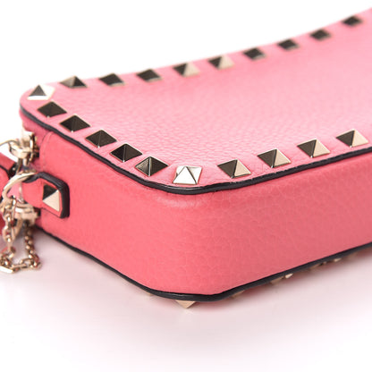 Valentino Garavani Pebbled Calfskin Rockstud Chain Pouch Shoulder Bag Shadow Pink 8 of 9