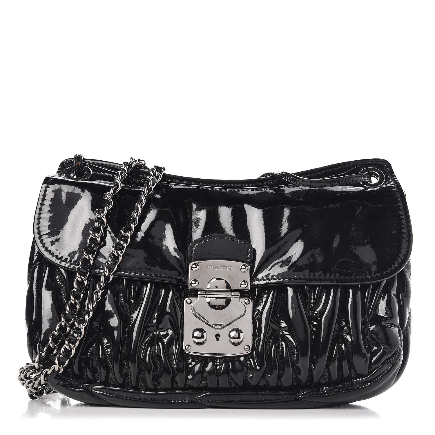 Miu Miu Vernice Matelasse Shoulder Bag Black 1 of 6