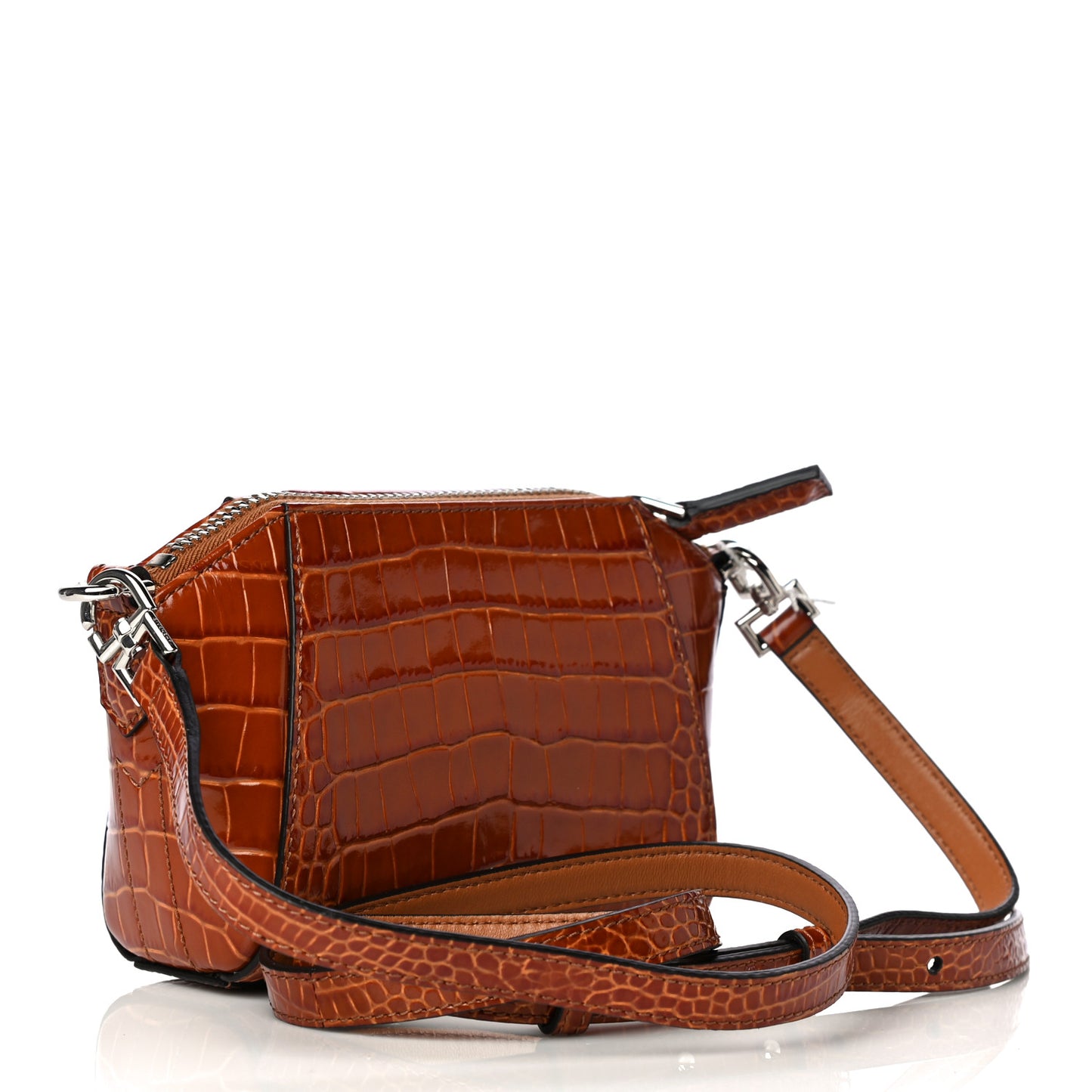 Calfskin Crocodile Embossed Nano Antigona Tan