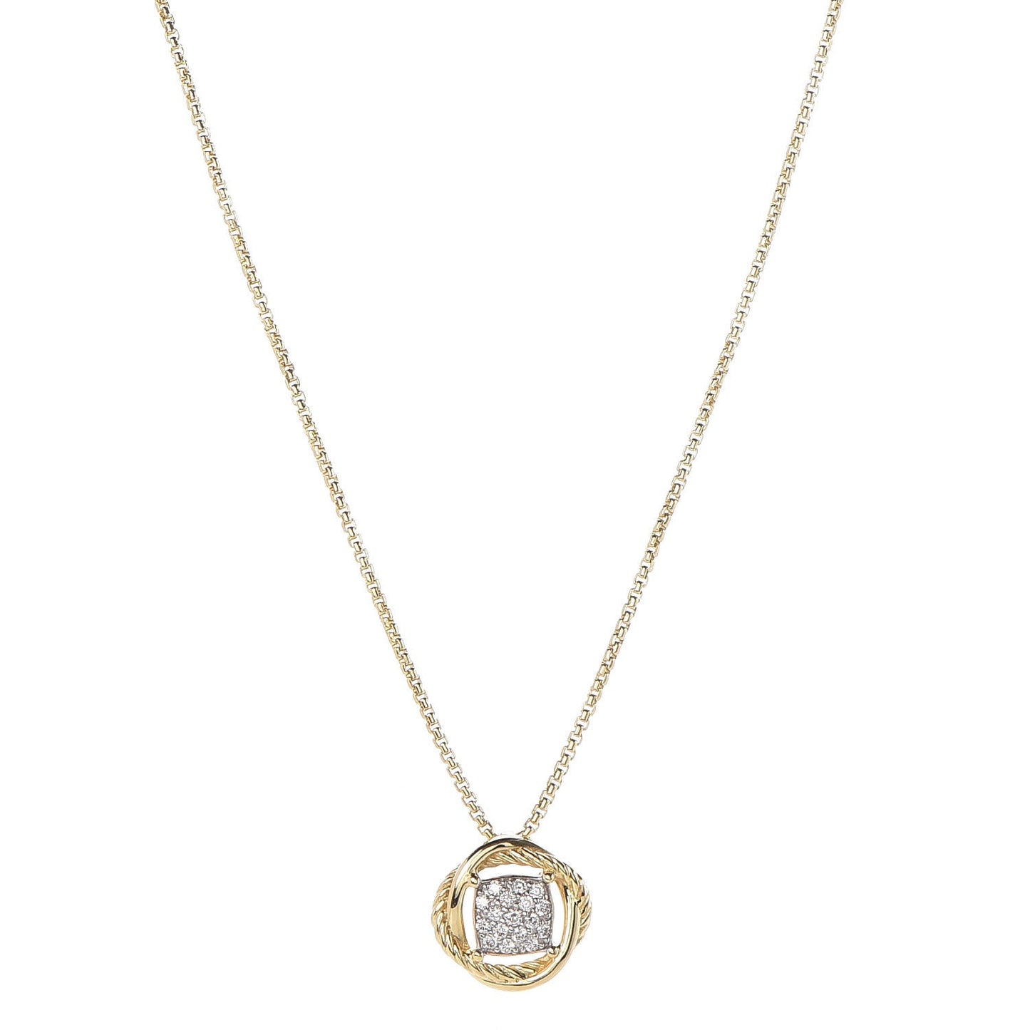 18K Yellow Gold Diamond 7mm Infinity Pendant Necklace