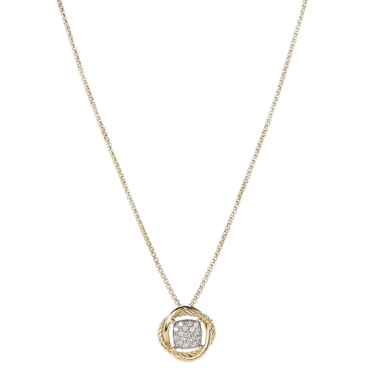David Yurman 18K Yellow Gold Diamond 7mm Infinity Pendant Necklace 1 of 7