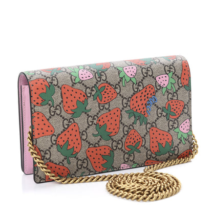 Gucci GG Supreme Monogram Strawberry Chain Wallet 3 of 10