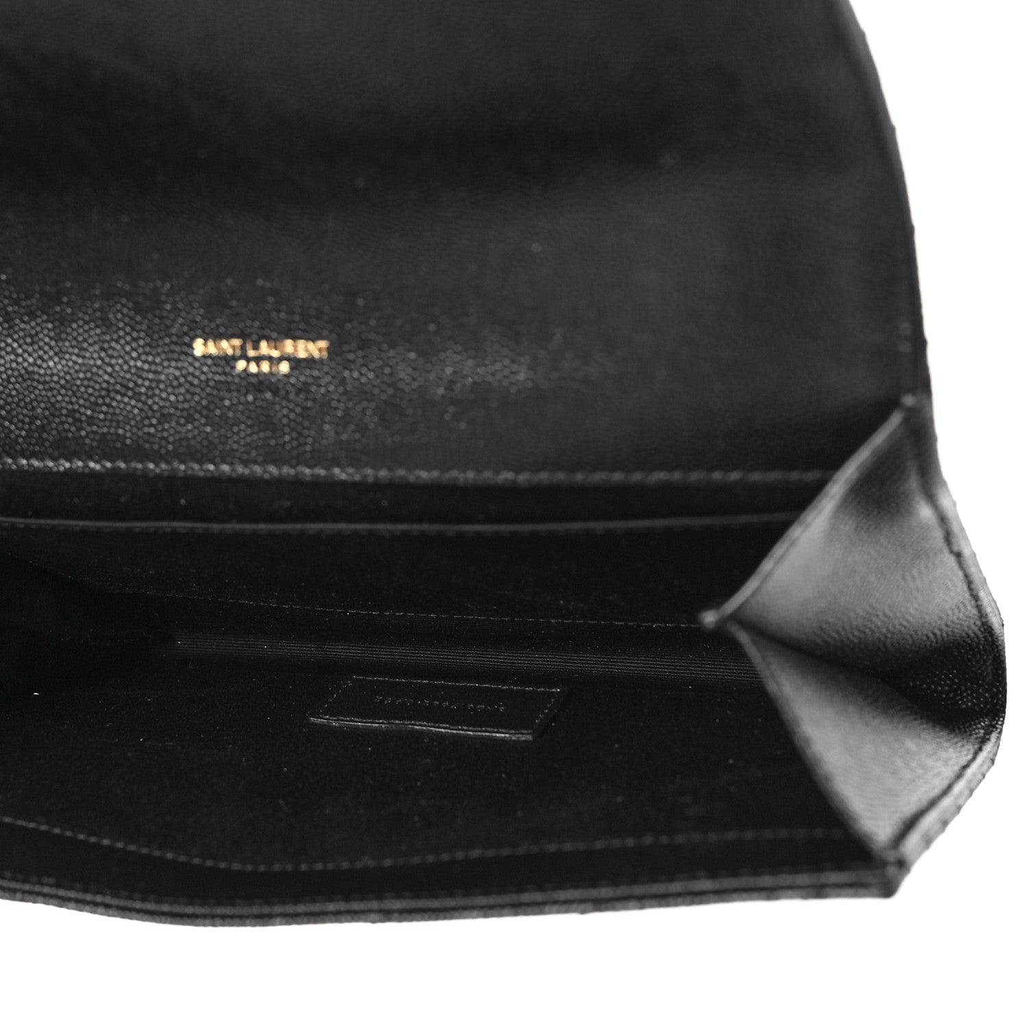 Saint Laurent Grain De Poudre Matelasse Chevron Monogram Envelope Clutch Black 6 of 11