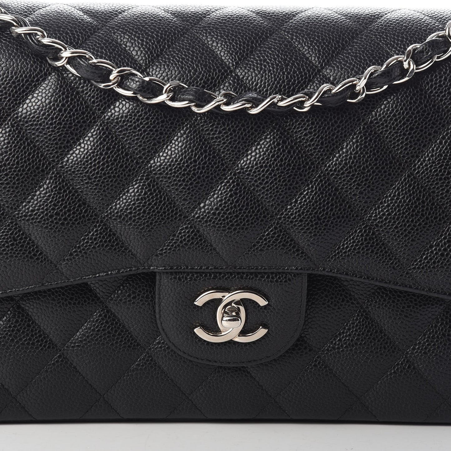 Caviar Quilted Jumbo Double Flap Black