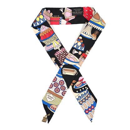 Hermes Silk La Patisserie Francaise Charms Twilly Charms Black White Bleu 1 of 3