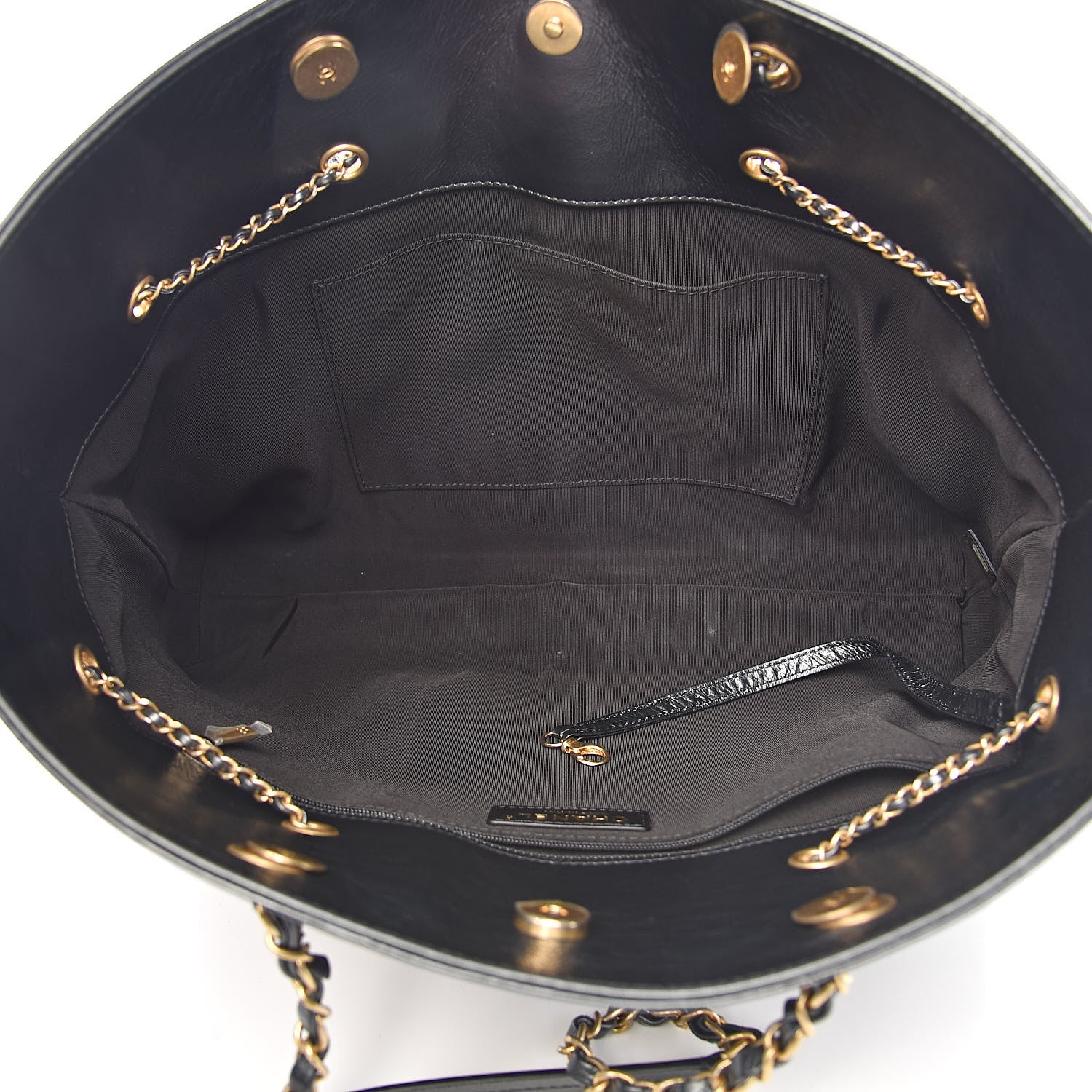 Chanel Aged Calfskin Quilted Drawstring Shopping Tote Black 5 of 13