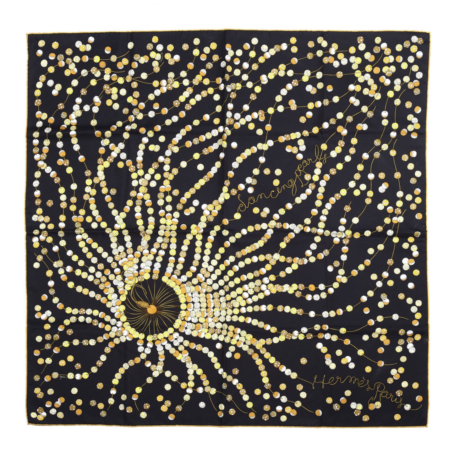 Silk Dancing Pearls Scarf 90 Black