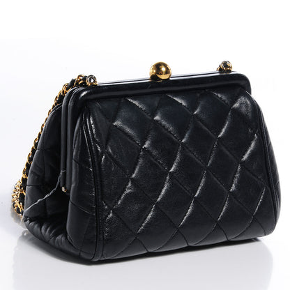 Chanel Lambskin Quilted Framed Evening Bag Black 3 of 8