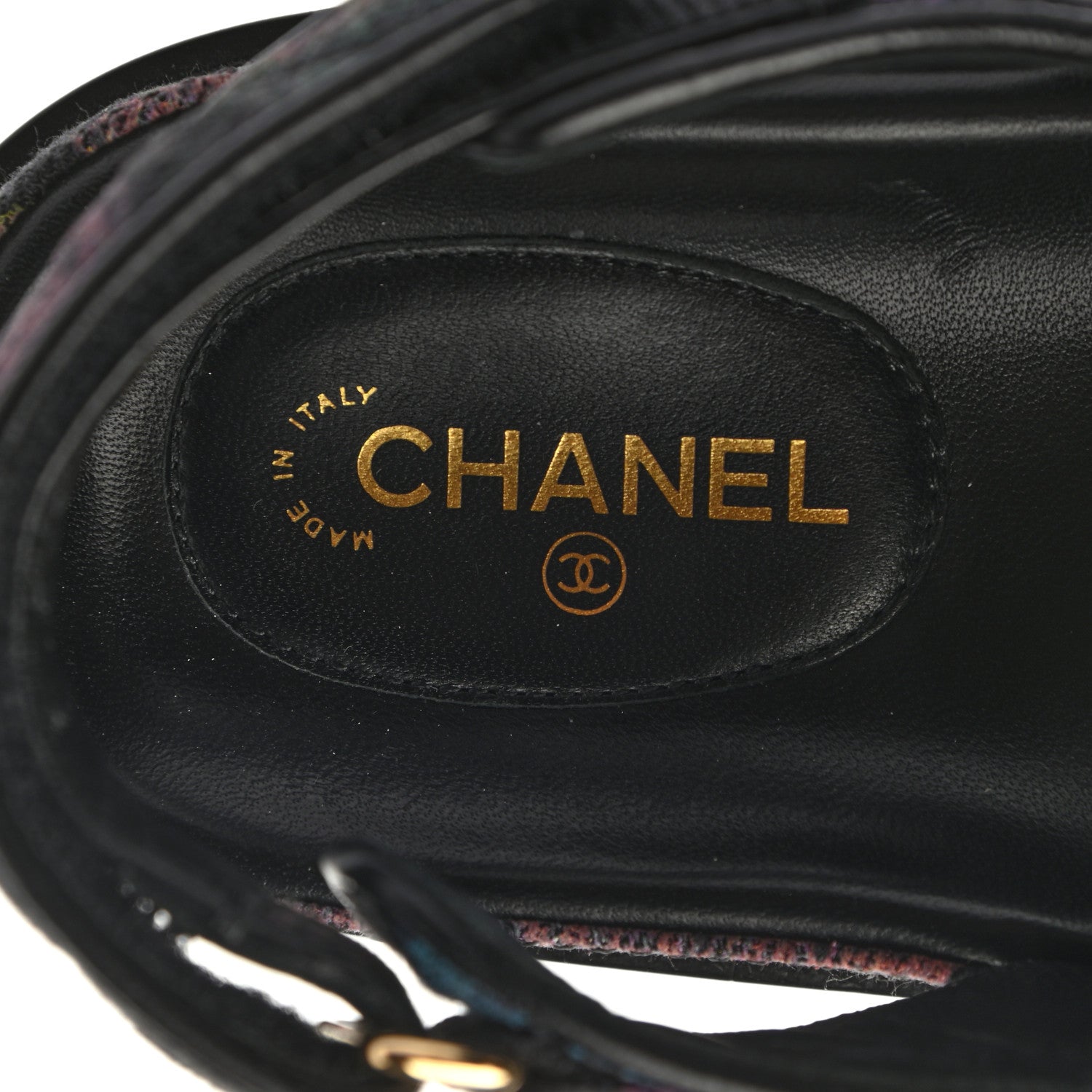 Chanel Denim Quilted Dad Sandals 38.5 Black Multicolor 6 of 8
