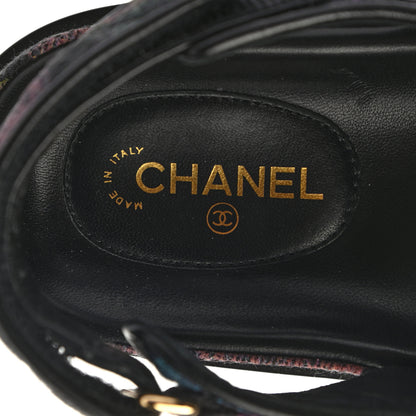 Chanel Denim Quilted Dad Sandals 38.5 Black Multicolor 6 of 8