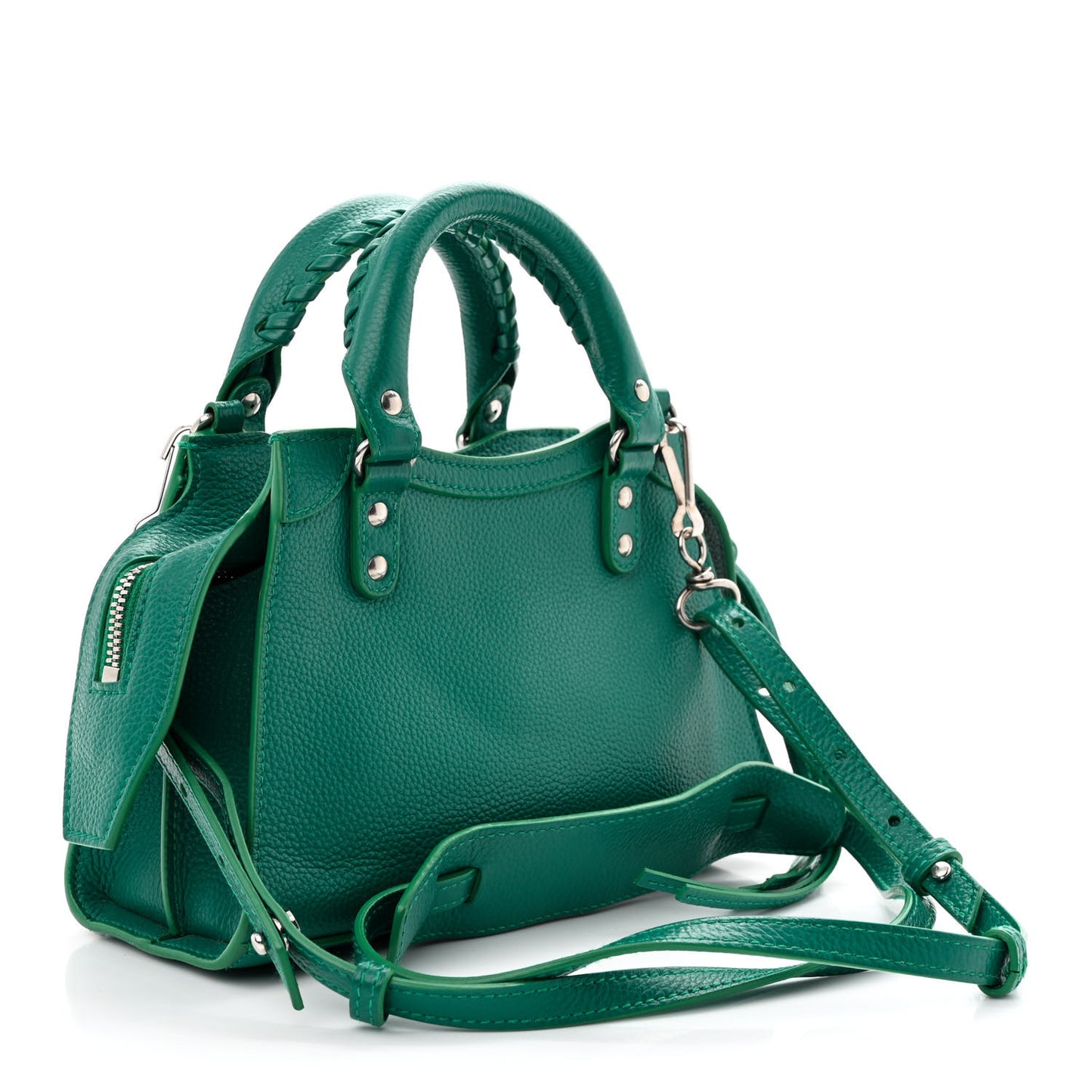 Grained Calfskin Neo Classic Silver Hardware Mini City Jade