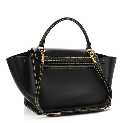 Celine Smooth Calfskin Yellow Stitching Medium Trapeze Black 3 of 10