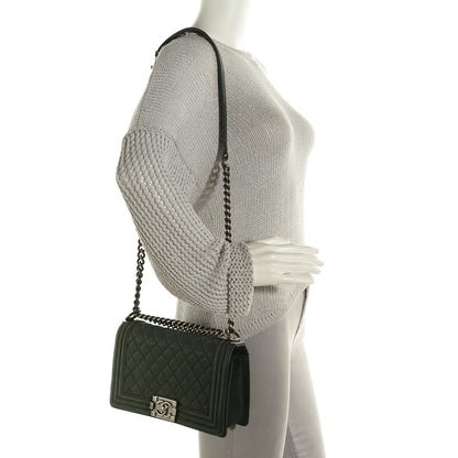 Chanel Iridescent Caviar Quilted Medium Boy Flap Dark Green 2 of 8