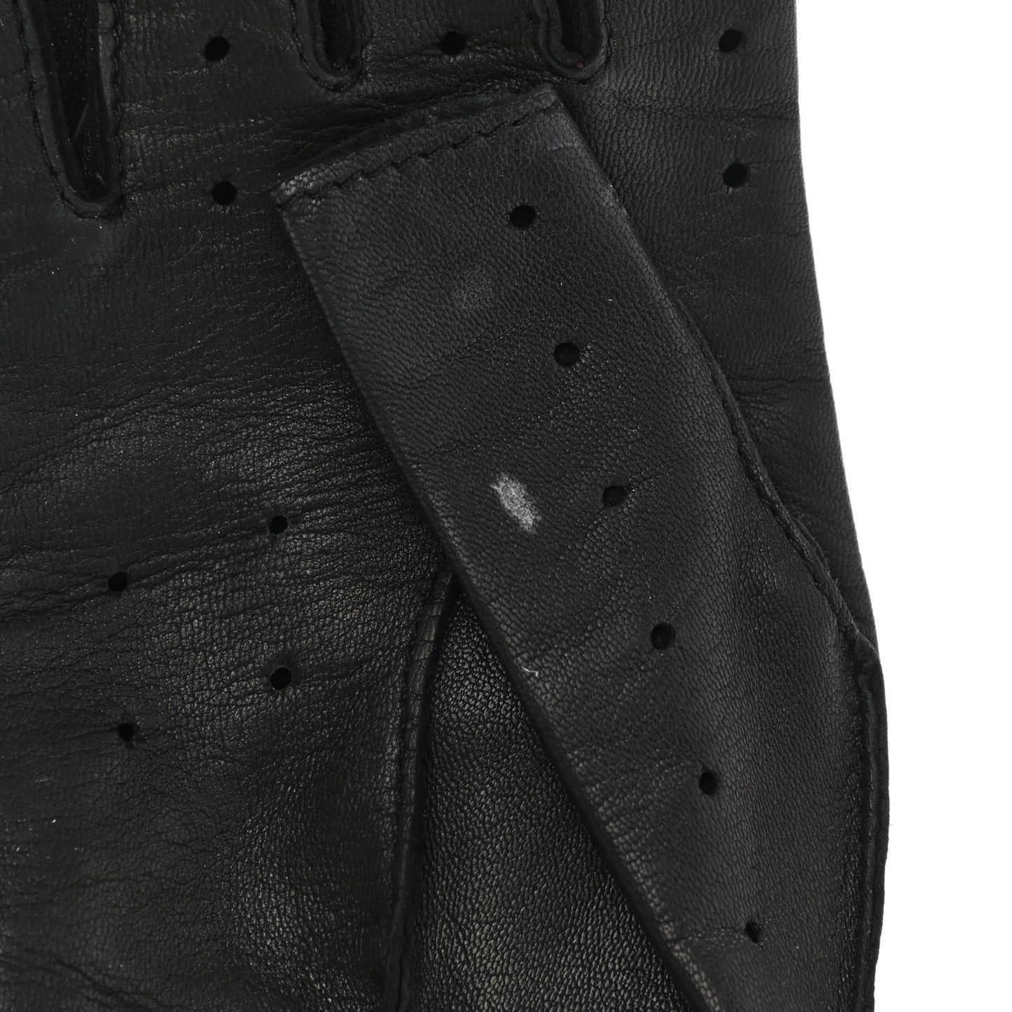 Lambskin Chain Fingerless Gloves 7 Black