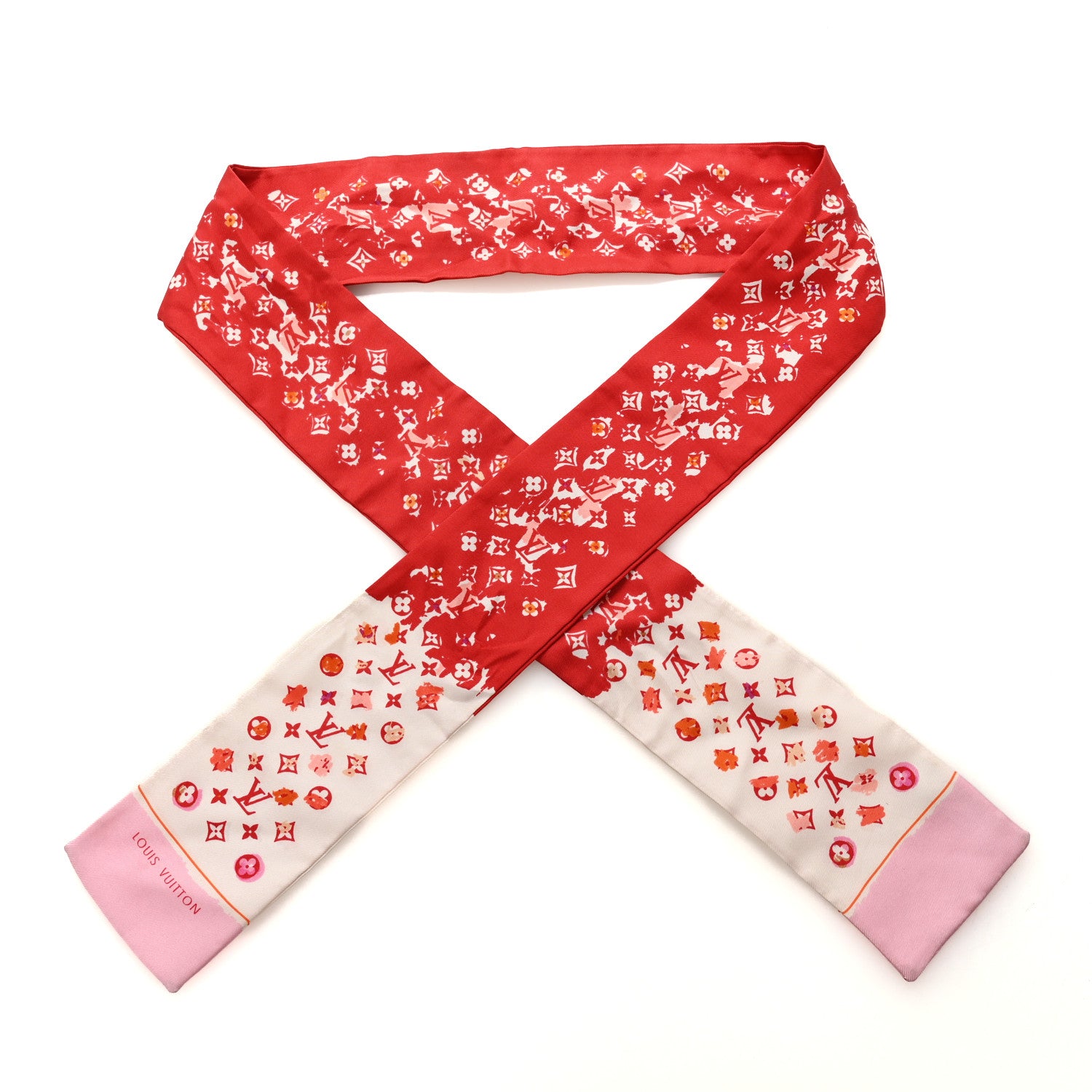 Louis Vuitton Silk Monogram Splash Bandeau Red 1 of 3