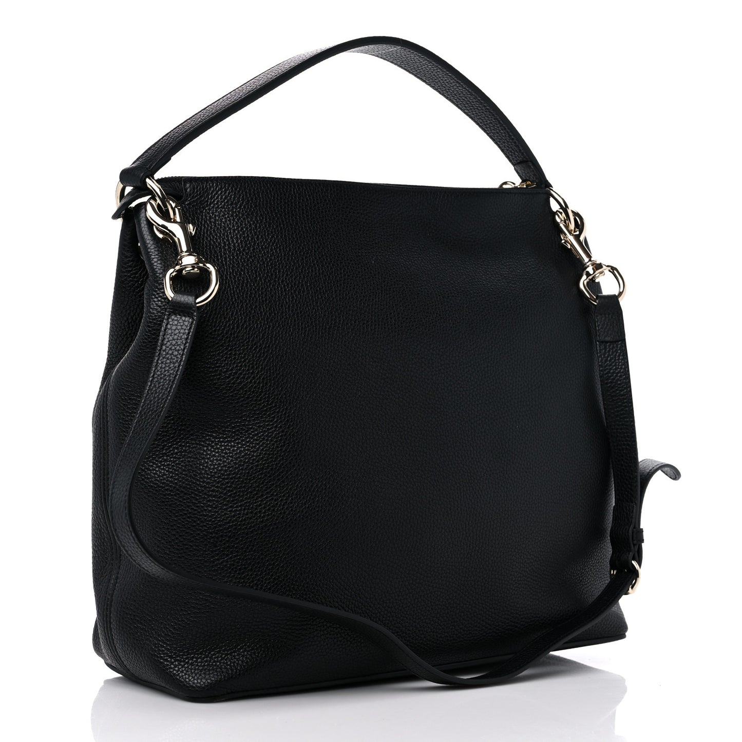 Pebbled Calfskin Large Soho Hobo Black