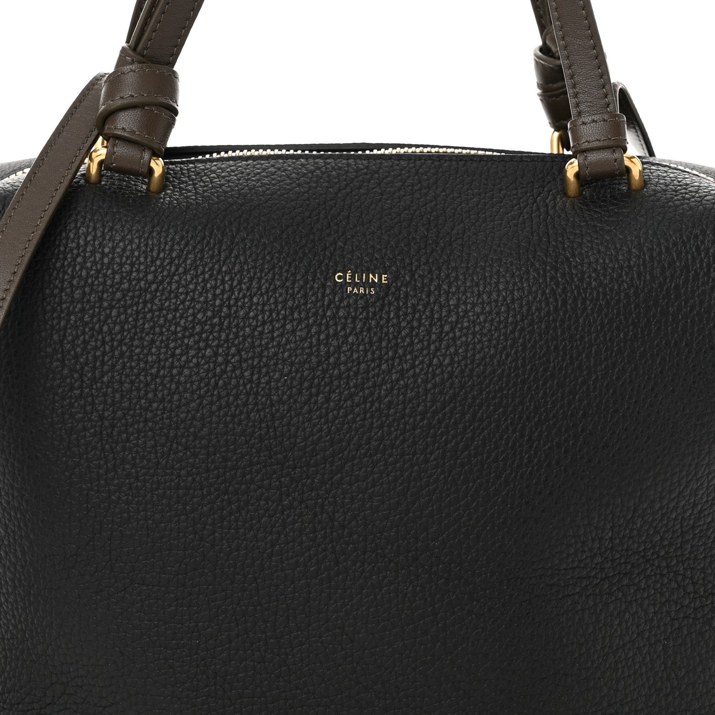Calfskin Small Soft Cube Satchel Black Khaki