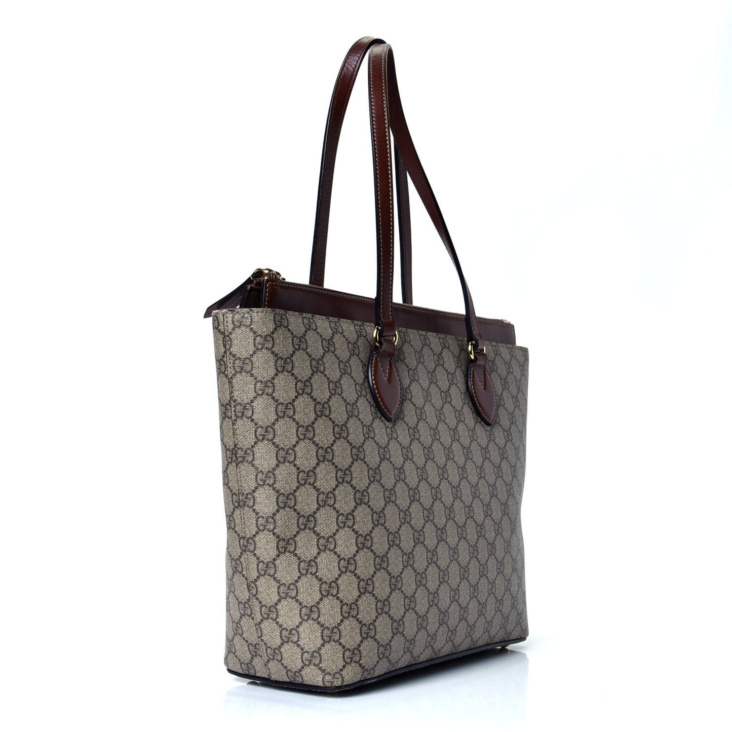 GG Supreme Monogram Medium Zippered Bucket Tote Beige Tuscany