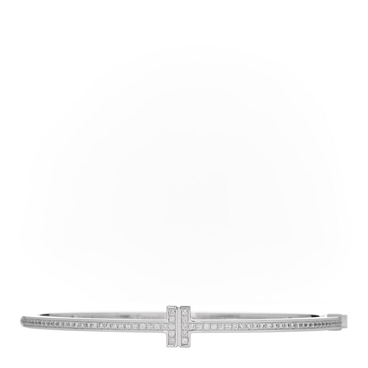 18K White Gold Diamond T Hinged Wire Bangle Bracelet