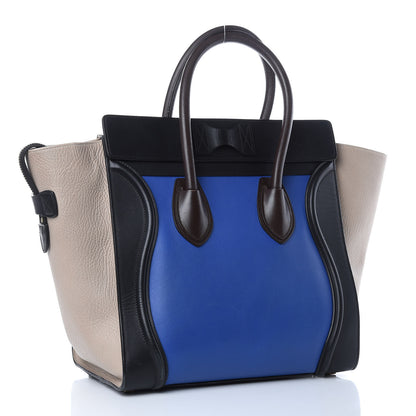 Celine Elephant Calfskin Mini Tri-Color Luggage Indigo 3 of 18