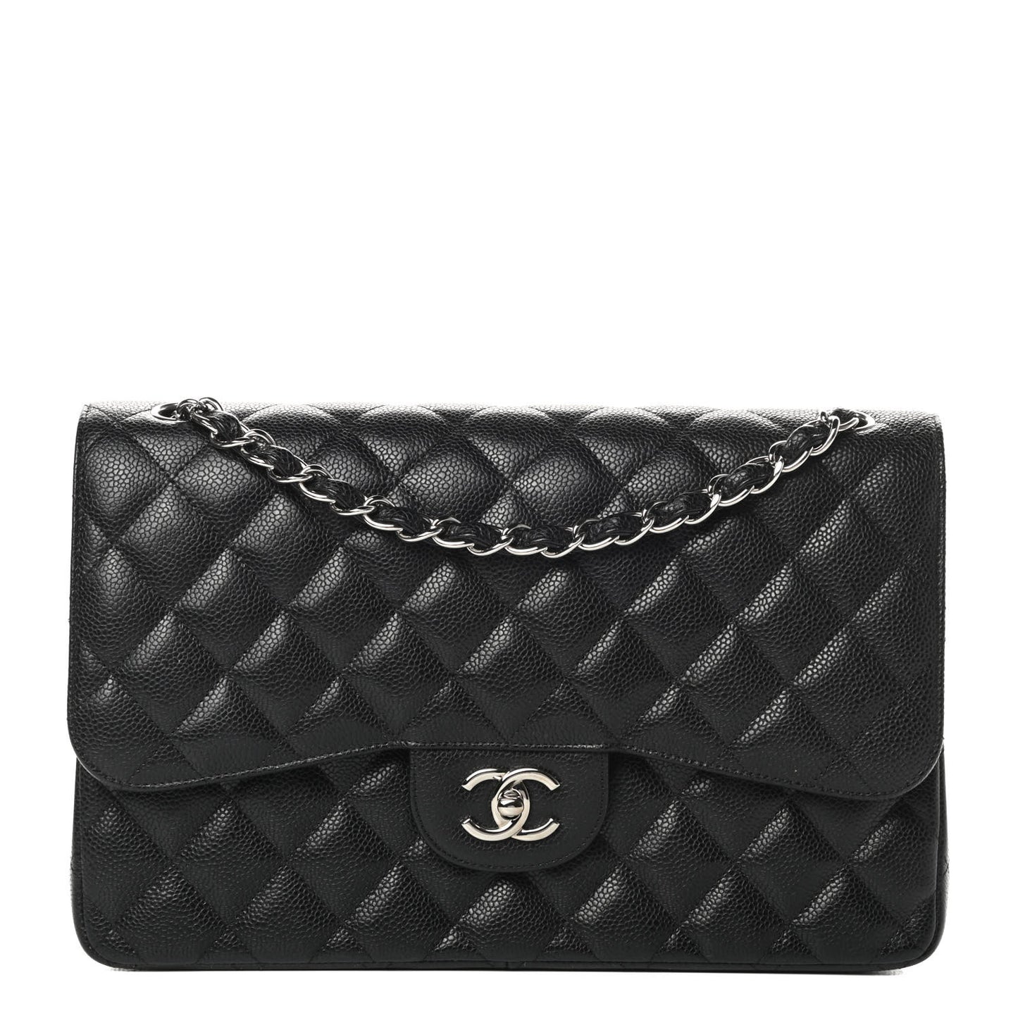 Caviar Quilted Jumbo Double Flap Black