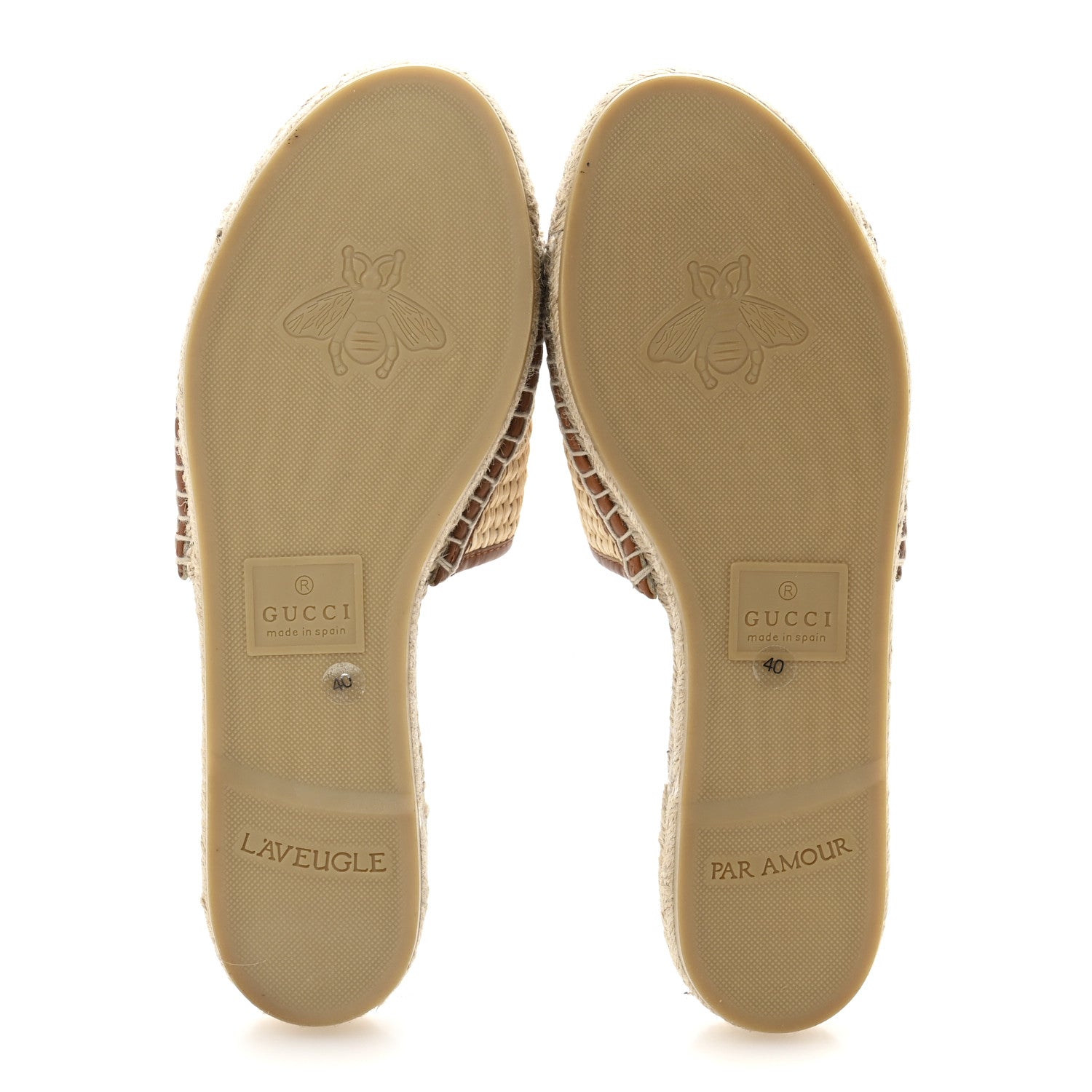 Gucci Raffia Interlocking G Flat Slide Espadrille Sandals 40  Natural Harness Brown 6 of 11