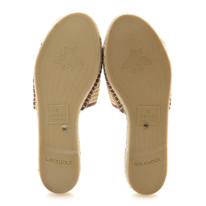 Gucci Raffia Interlocking G Flat Slide Espadrille Sandals 40  Natural Harness Brown 6 of 11