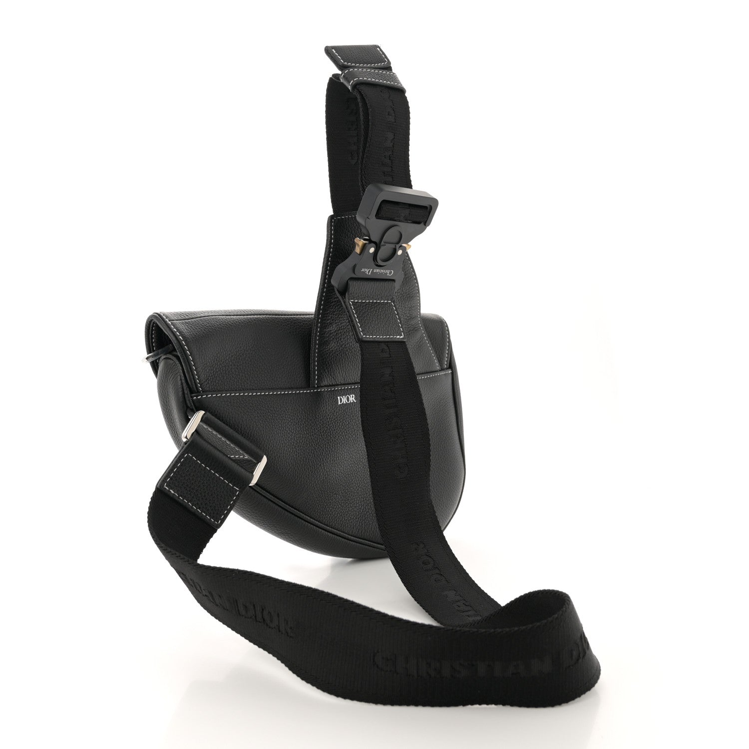 Christian Dior X SHAWN STUSSY Grained Calfskin Bee Saddle Bag Black 3 of 11