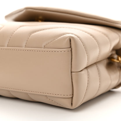 Saint Laurent Calfskin Y Quilted Monogram Toy Loulou Crossbody Bag Dark Beige 9 of 10