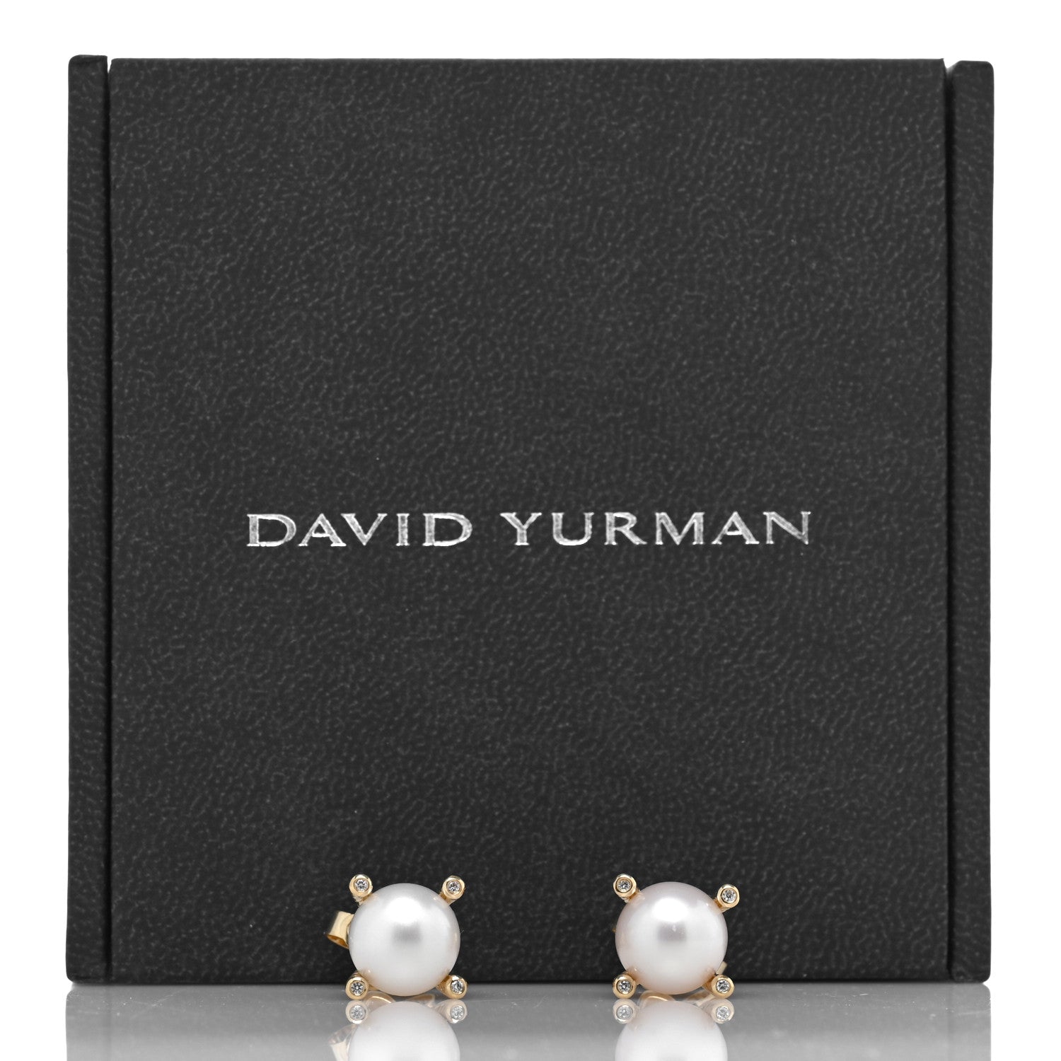 David Yurman 18K Yellow Gold Diamond Pearl 9.5mm Cable Stud Earrings 5 of 5